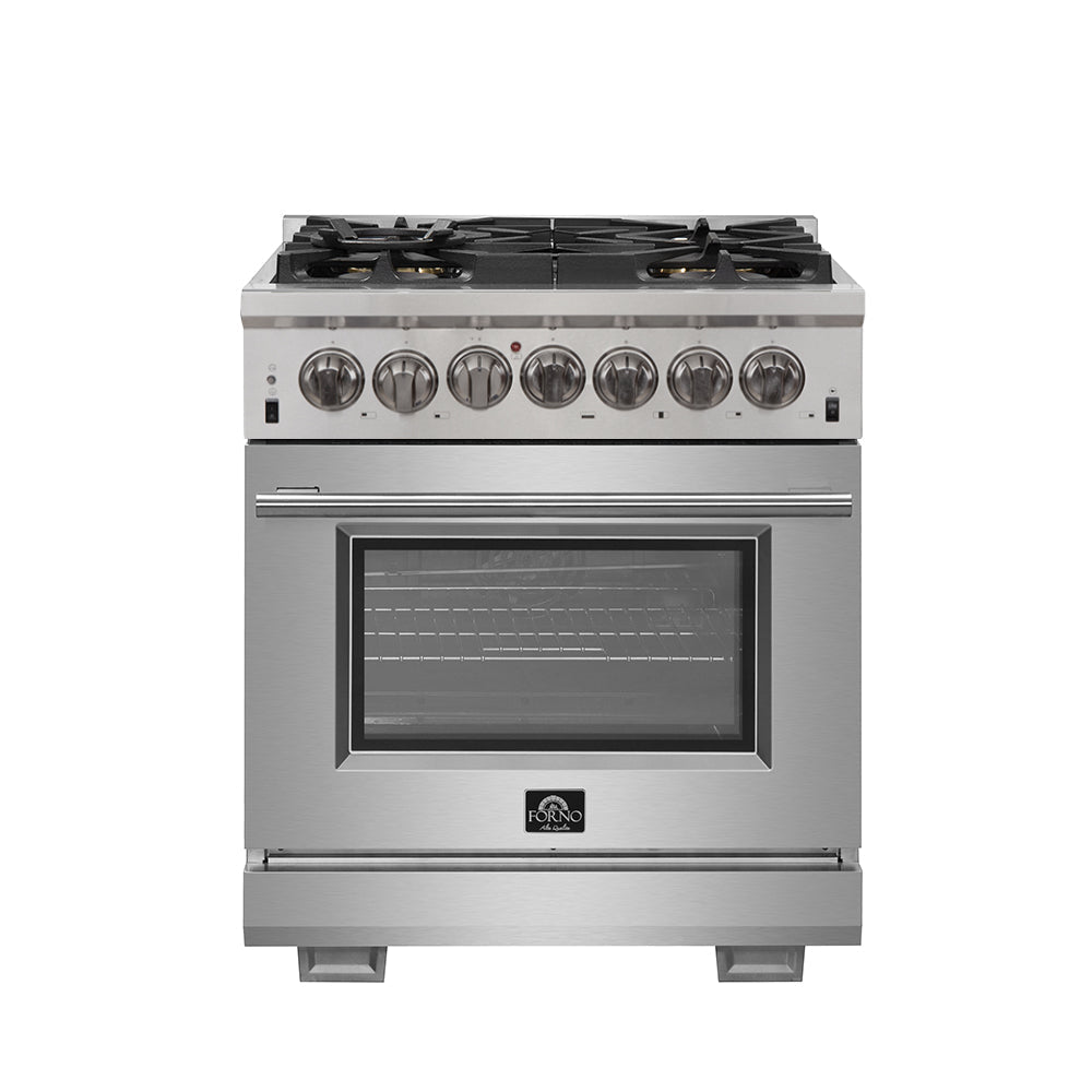 Forno Capriasca 30 in. Freestanding Dual Fuel Range, 4.32 cu. ft. Electric Oven, 5 Gas Burners, Stainless Steel (FFSGS6187-30)