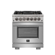 Forno Capriasca 30 in. Freestanding Dual Fuel Range, 4.32 cu. ft. Electric Oven, 5 Gas Burners, Stainless Steel (FFSGS6187-30)