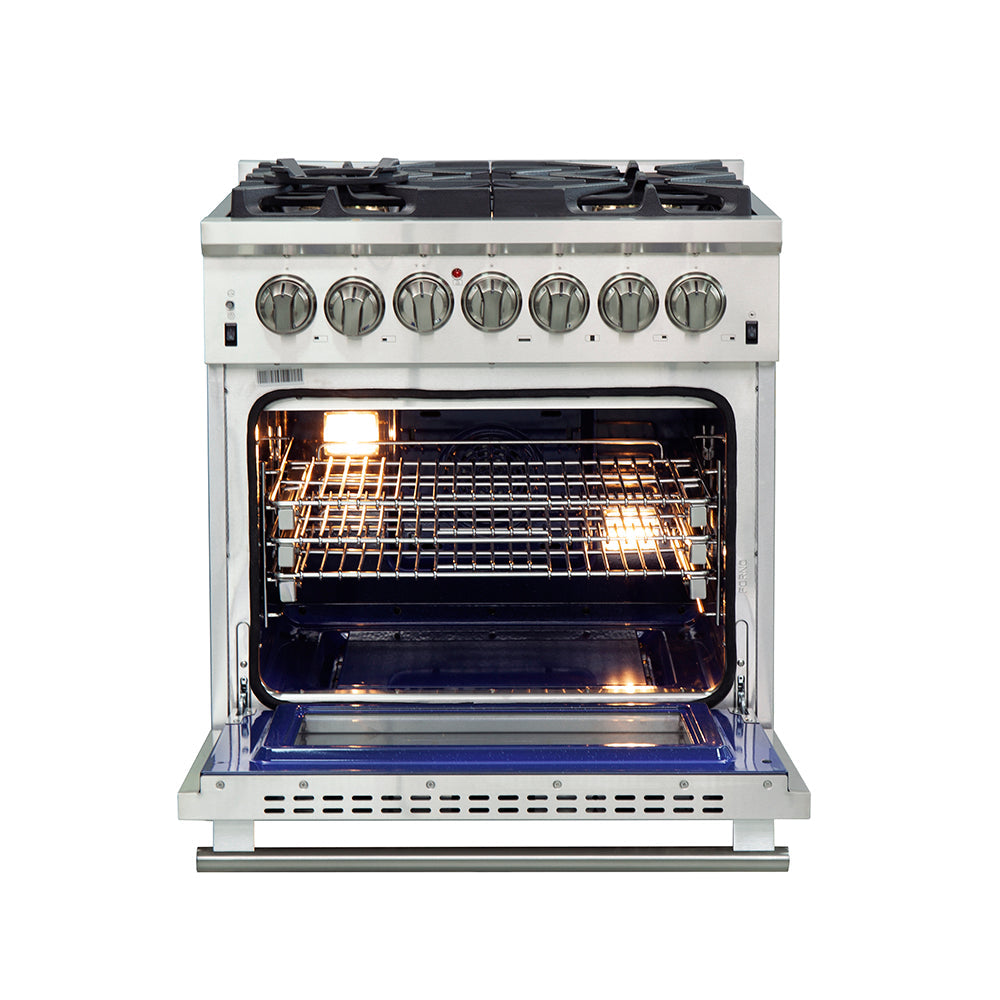 Forno Capriasca 30 in. Freestanding Dual Fuel Range, 4.32 cu. ft. Electric Oven, 5 Gas Burners, Stainless Steel (FFSGS6187-30)