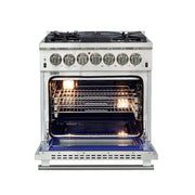 Forno Capriasca 30 in. Freestanding Dual Fuel Range, 4.32 cu. ft. Electric Oven, 5 Gas Burners, Stainless Steel (FFSGS6187-30)