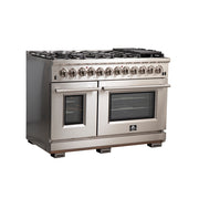 FORNO Capriasca 48 in. Freestanding Dual Fuel Range, 6.58 cu. ft., 8 Sealed Burners, Stainless Steel (Model FFSGS6187-48)