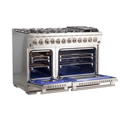 FORNO Capriasca 48 in. Freestanding Dual Fuel Range, 6.58 cu. ft., 8 Sealed Burners, Stainless Steel (Model FFSGS6187-48)