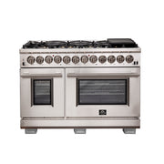 FORNO Capriasca 48 in. Freestanding Dual Fuel Range, 6.58 cu. ft., 8 Sealed Burners, Stainless Steel (Model FFSGS6187-48)
