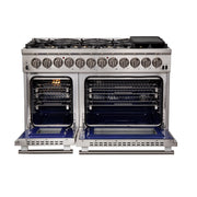 FORNO Capriasca 48 in. Freestanding Dual Fuel Range, 6.58 cu. ft., 8 Sealed Burners, Stainless Steel (Model FFSGS6187-48)