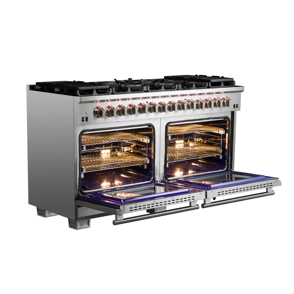Forno Capriasca 60 in. Freestanding Dual Fuel Range, 8.64 cu. ft., 10 Sealed Burners, Stainless Steel (Model FFSGS6187-60)