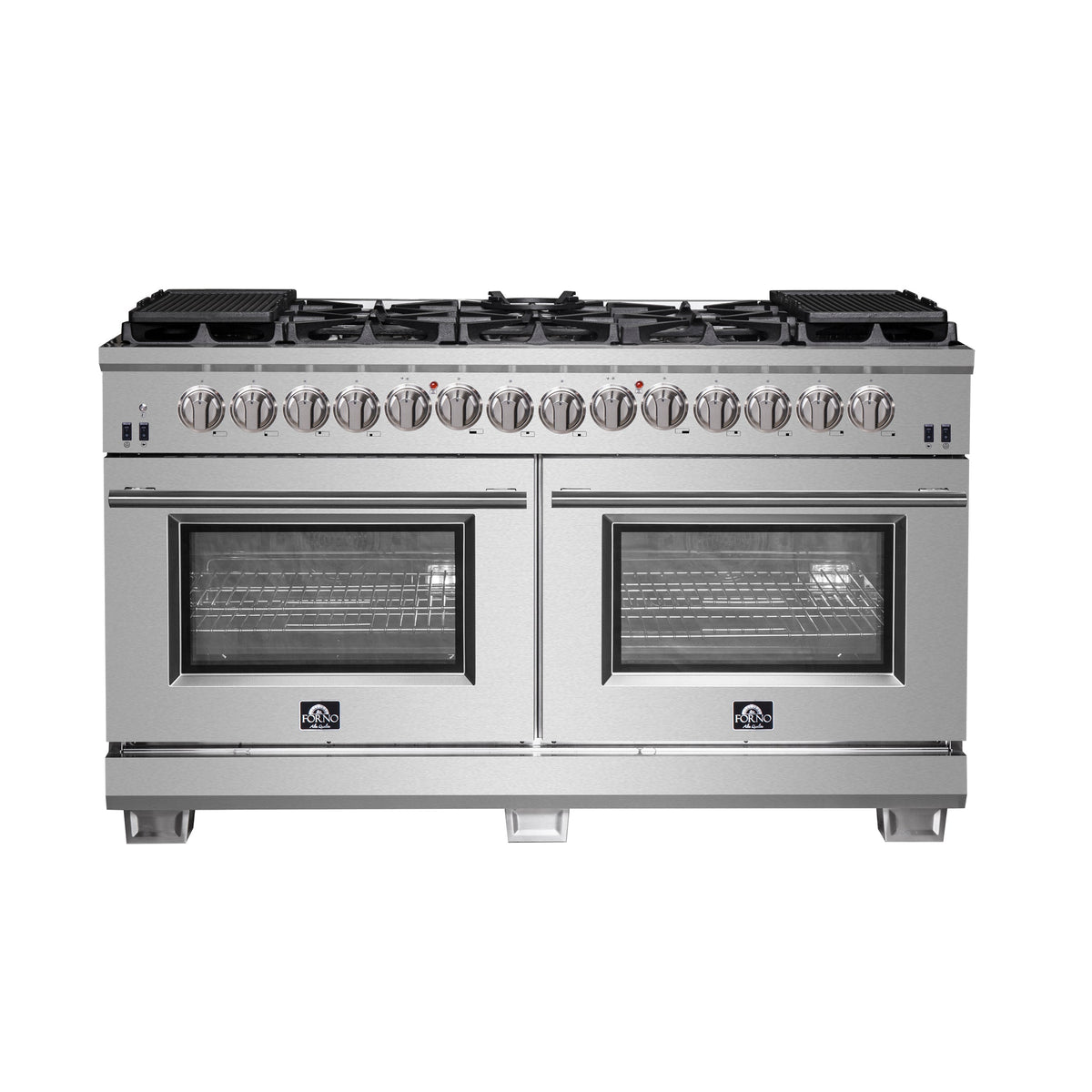 Forno Capriasca 60 in. Freestanding Dual Fuel Range, 8.64 cu. ft., 10 Sealed Burners, Stainless Steel (Model FFSGS6187-60)