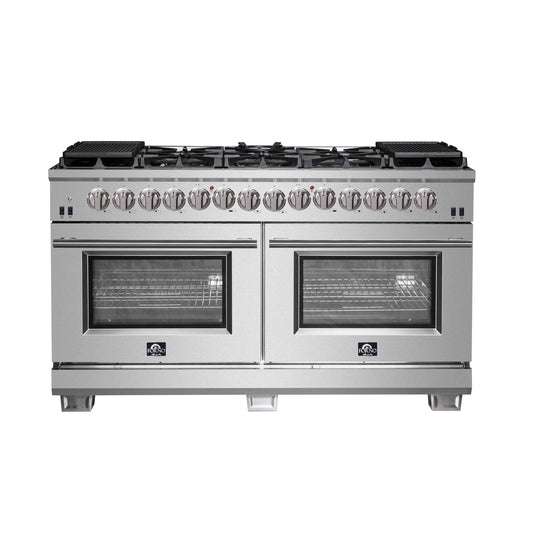 Forno Capriasca 60 in. Freestanding Dual Fuel Range, 8.64 cu. ft., 10 Sealed Burners, Stainless Steel (Model FFSGS6187-60)