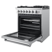 Forno Lazio 30 in. 4.32 cu. ft. Freestanding Dual Fuel Range with 5 Sealed Burners, Stainless Steel (Model FFSGS6196-30)
