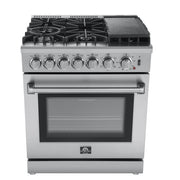 Forno Lazio 30 in. 4.32 cu. ft. Freestanding Dual Fuel Range with 5 Sealed Burners, Stainless Steel (Model FFSGS6196-30)