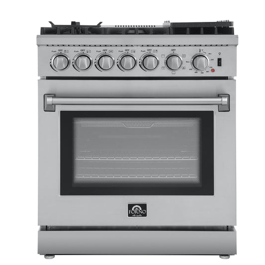 Forno Lazio 30 in. 4.32 cu. ft. Freestanding Dual Fuel Range with 5 Sealed Burners, Stainless Steel (Model FFSGS6196-30)