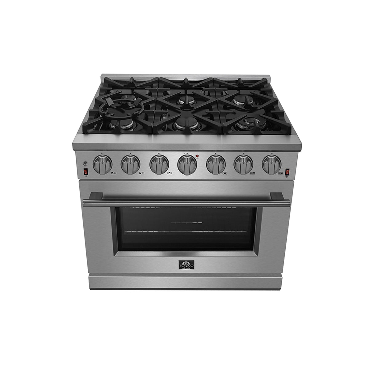 FORNO Massimo 36 in. Freestanding Gas Range, 5.36 cu. ft. Oven, 6 Sealed Burners, Stainless Steel (Model FFSGS6239-36)