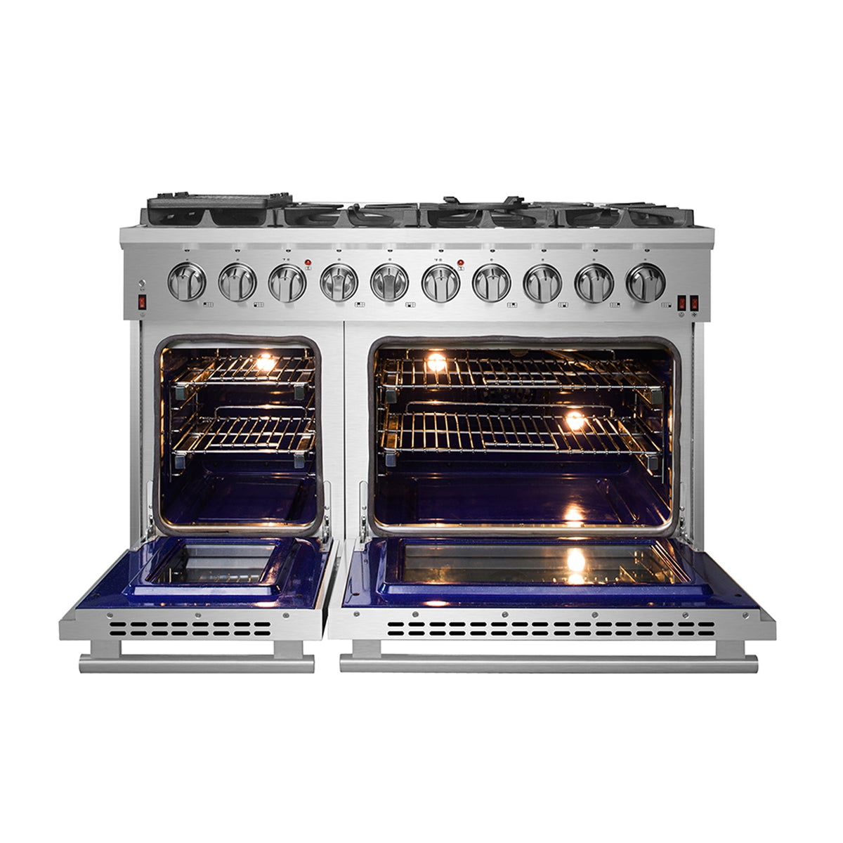 Forno Massimo 48 in. Freestanding Gas Range with 8 Sealed Burners, 6.58 cu. ft. Oven, Stainless Steel (FFSGS6239-48)
