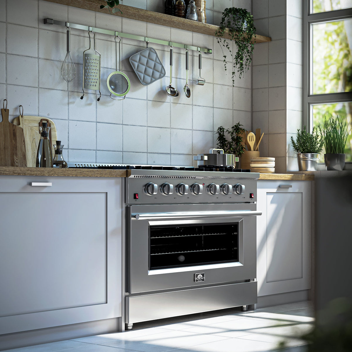 Forno Galiano 36 in. Freestanding Gas Range with 6 Sealed Burners, 5.36 cu. ft. Oven, Stainless Steel (FFSGS6244-36)
