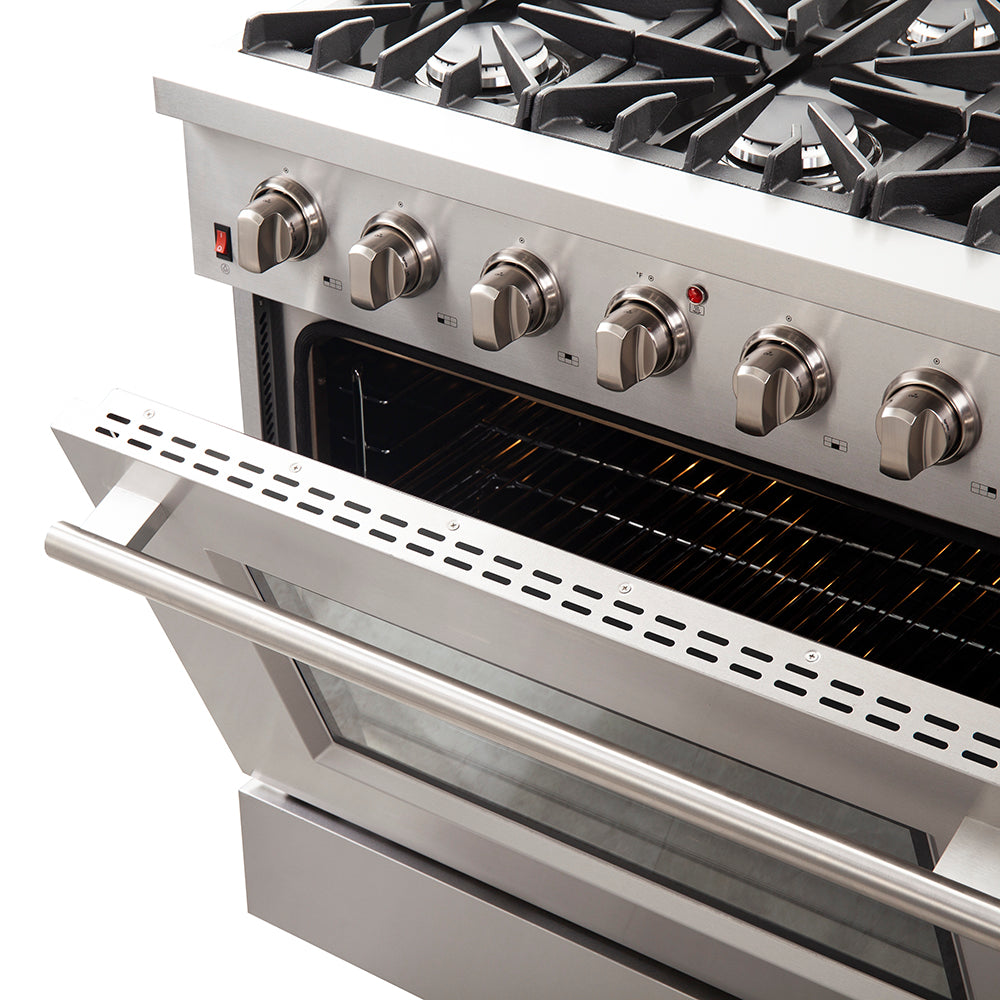 Forno Galiano 36 in. Freestanding Gas Range with 6 Sealed Burners, 5.36 cu. ft. Oven, Stainless Steel (FFSGS6244-36)