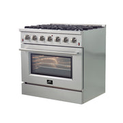 Forno Galiano 36 in. Freestanding Gas Range with 6 Sealed Burners, 5.36 cu. ft. Oven, Stainless Steel (FFSGS6244-36)