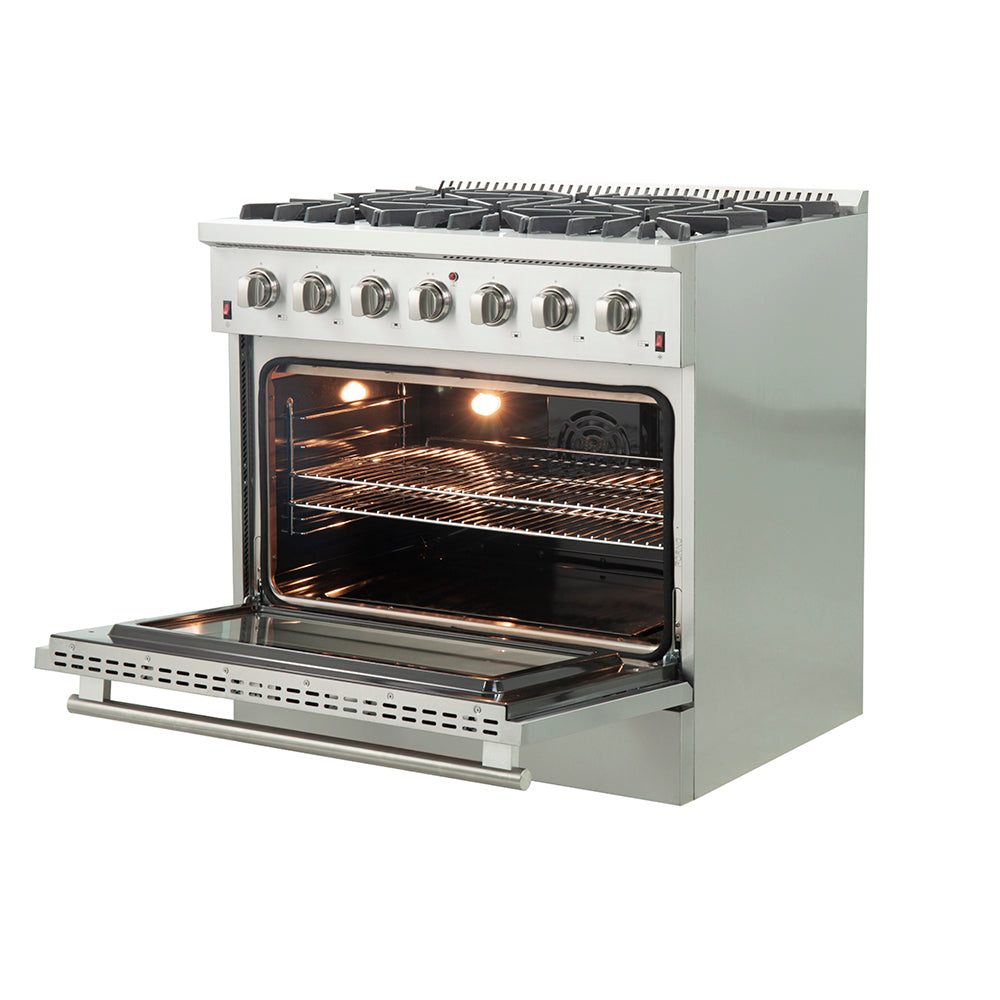 Forno Galiano 36 in. Freestanding Gas Range with 6 Sealed Burners, 5.36 cu. ft. Oven, Stainless Steel (FFSGS6244-36)