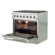Forno Galiano 36 in. Freestanding Gas Range with 6 Sealed Burners, 5.36 cu. ft. Oven, Stainless Steel (FFSGS6244-36)