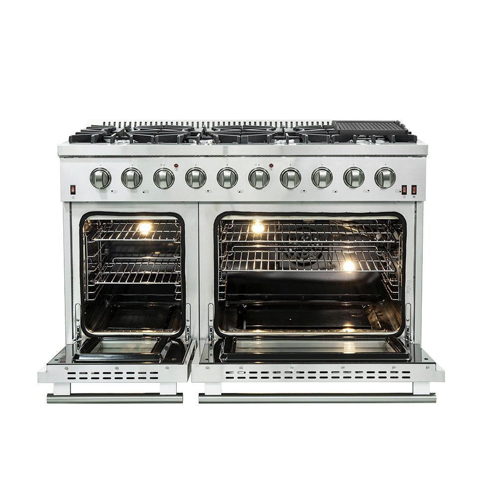 Forno Galiano 48-Inch Gas Range, 6.58 cu ft Oven, 8 Sealed Burners, Stainless Steel (Model FFSGS6244-48)