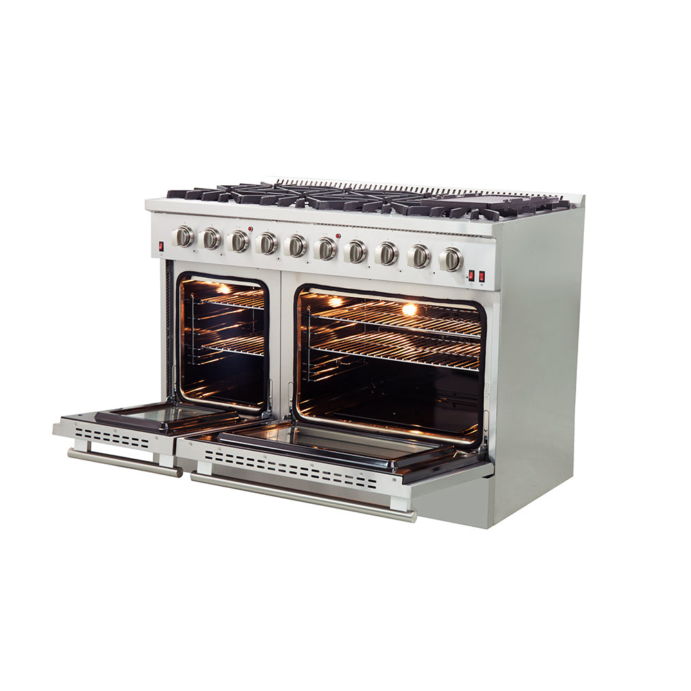 Forno Galiano 48-Inch Gas Range, 6.58 cu ft Oven, 8 Sealed Burners, Stainless Steel (Model FFSGS6244-48)