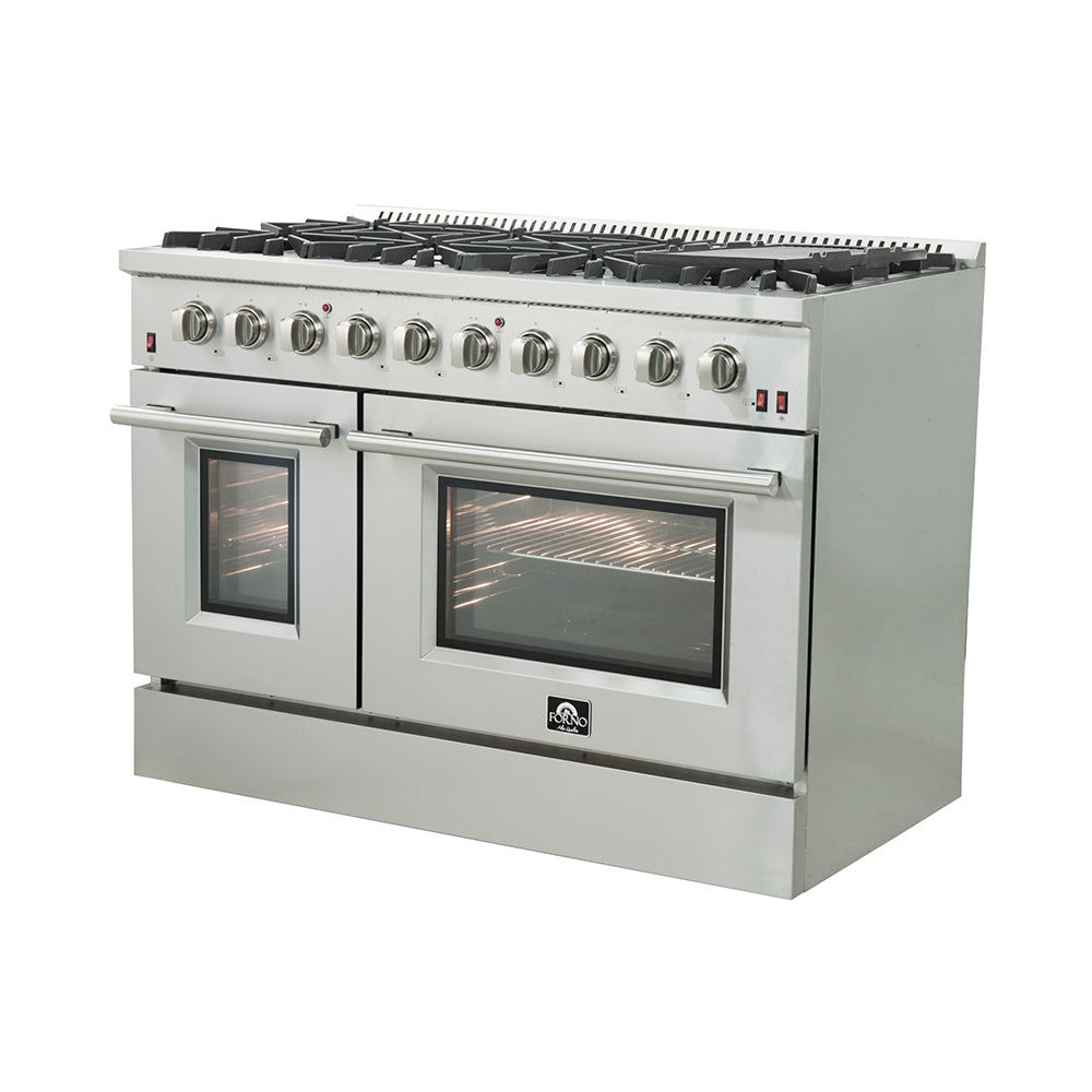 Forno Galiano 48-Inch Gas Range, 6.58 cu ft Oven, 8 Sealed Burners, Stainless Steel (Model FFSGS6244-48)