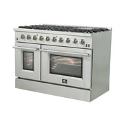 Forno Galiano 48-Inch Gas Range, 6.58 cu ft Oven, 8 Sealed Burners, Stainless Steel (Model FFSGS6244-48)