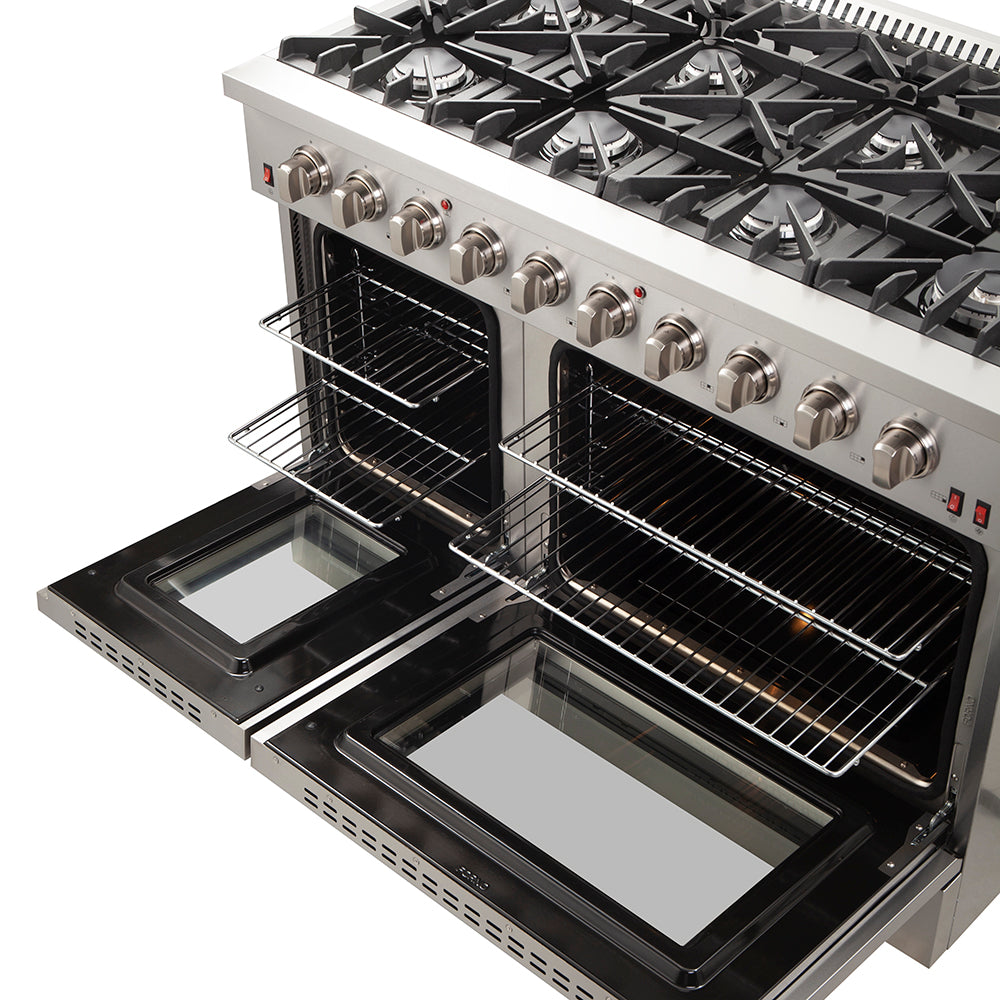 Forno Galiano 48-Inch Gas Range, 6.58 cu ft Oven, 8 Sealed Burners, Stainless Steel (Model FFSGS6244-48)