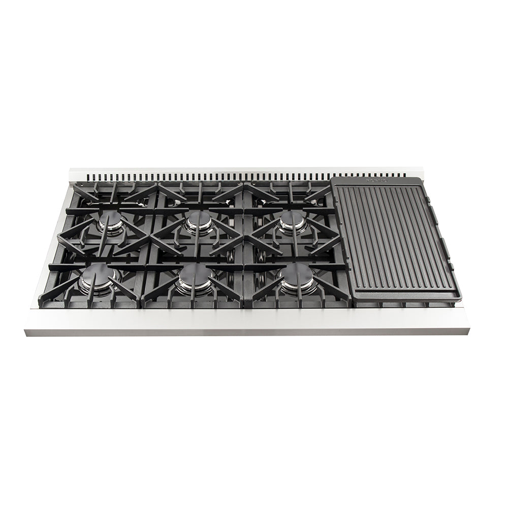 Forno Galiano 48-Inch Gas Range, 6.58 cu ft Oven, 8 Sealed Burners, Stainless Steel (Model FFSGS6244-48)