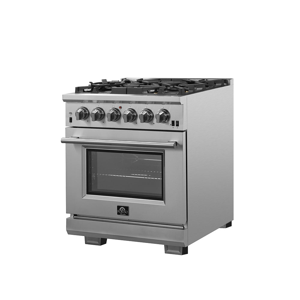 FORNO Capriasca 30 in Freestanding Gas Range, 4.32 cu ft Oven, 5 Sealed Burners, Stainless Steel (Model FFSGS6260-30)
