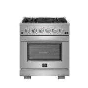 FORNO Capriasca 30 in Freestanding Gas Range, 4.32 cu ft Oven, 5 Sealed Burners, Stainless Steel (Model FFSGS6260-30)
