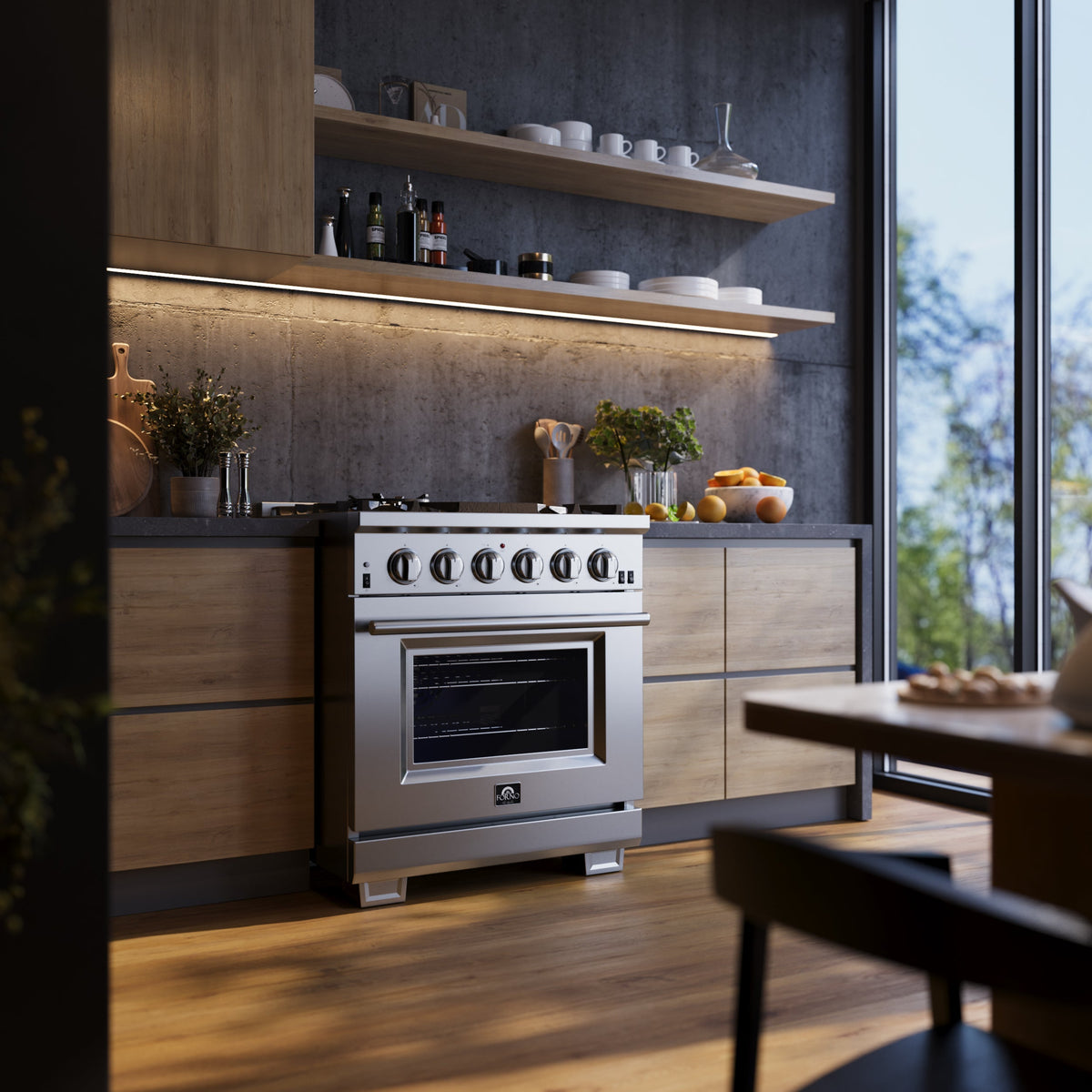 FORNO Capriasca 30 in Freestanding Gas Range, 4.32 cu ft Oven, 5 Sealed Burners, Stainless Steel (Model FFSGS6260-30)
