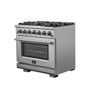 FORNO Capriasca 36 in. Freestanding Gas Range, 5.36 cu. ft. Oven, 6 Sealed Burners, Stainless Steel (Model FFSGS6260-36)