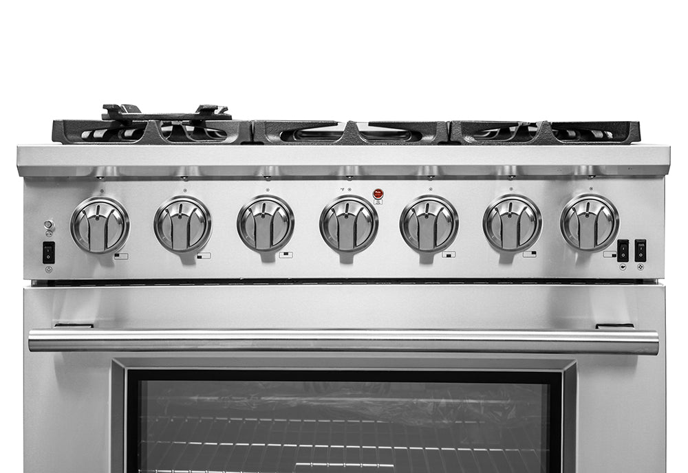 FORNO Capriasca 36 in. Freestanding Gas Range, 5.36 cu. ft. Oven, 6 Sealed Burners, Stainless Steel (Model FFSGS6260-36)