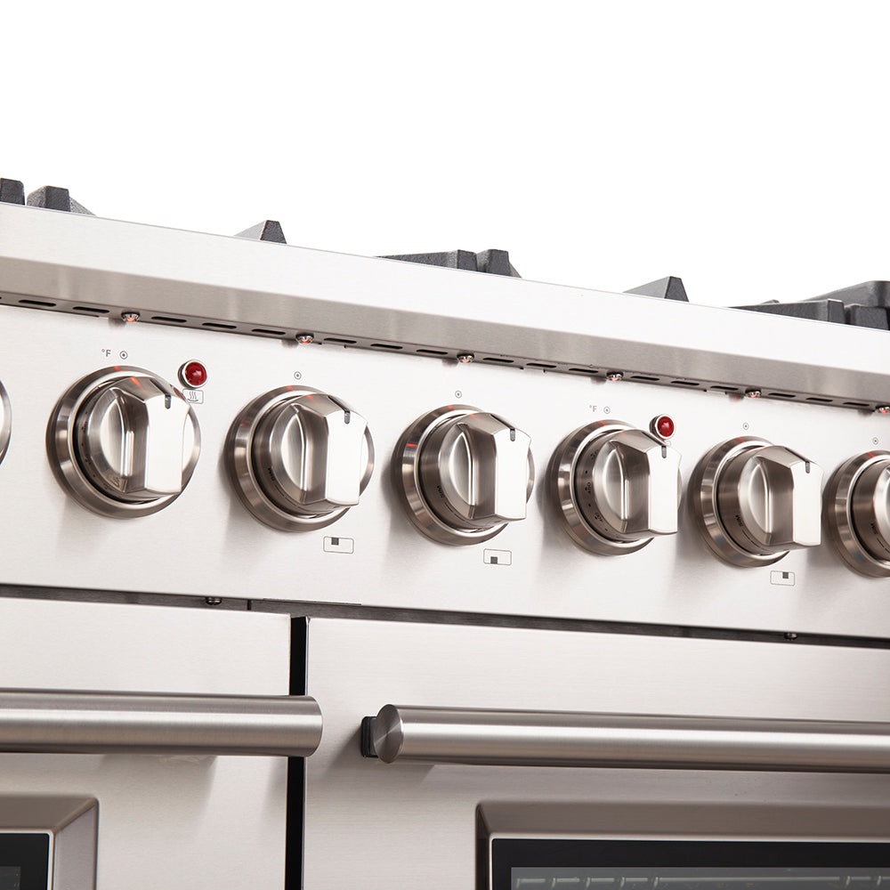 FORNO Capriasca 48 in. Freestanding Gas Range, 6.58 cu. ft., 8 Sealed Burners, Stainless Steel (Model FFSGS6260-48)