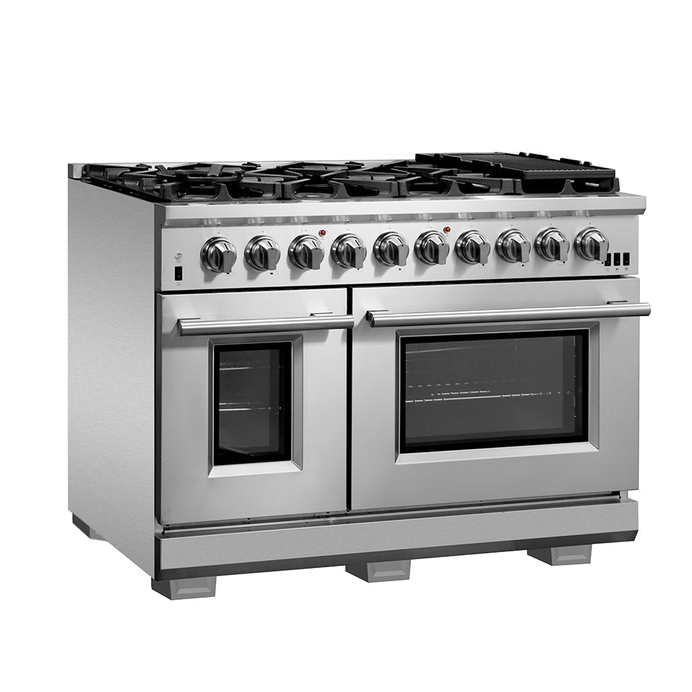 FORNO Capriasca 48 in. Freestanding Gas Range, 6.58 cu. ft., 8 Sealed Burners, Stainless Steel (Model FFSGS6260-48)