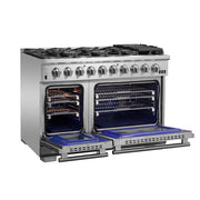 FORNO Capriasca 48 in. Freestanding Gas Range, 6.58 cu. ft., 8 Sealed Burners, Stainless Steel (Model FFSGS6260-48)