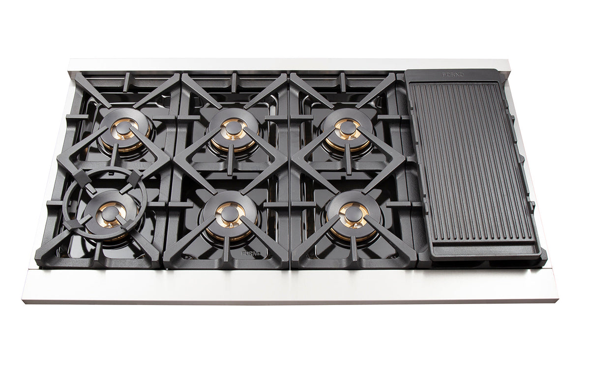 FORNO Capriasca 48 in. Freestanding Gas Range, 6.58 cu. ft., 8 Sealed Burners, Stainless Steel (Model FFSGS6260-48)