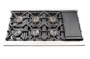 FORNO Capriasca 48 in. Freestanding Gas Range, 6.58 cu. ft., 8 Sealed Burners, Stainless Steel (Model FFSGS6260-48)