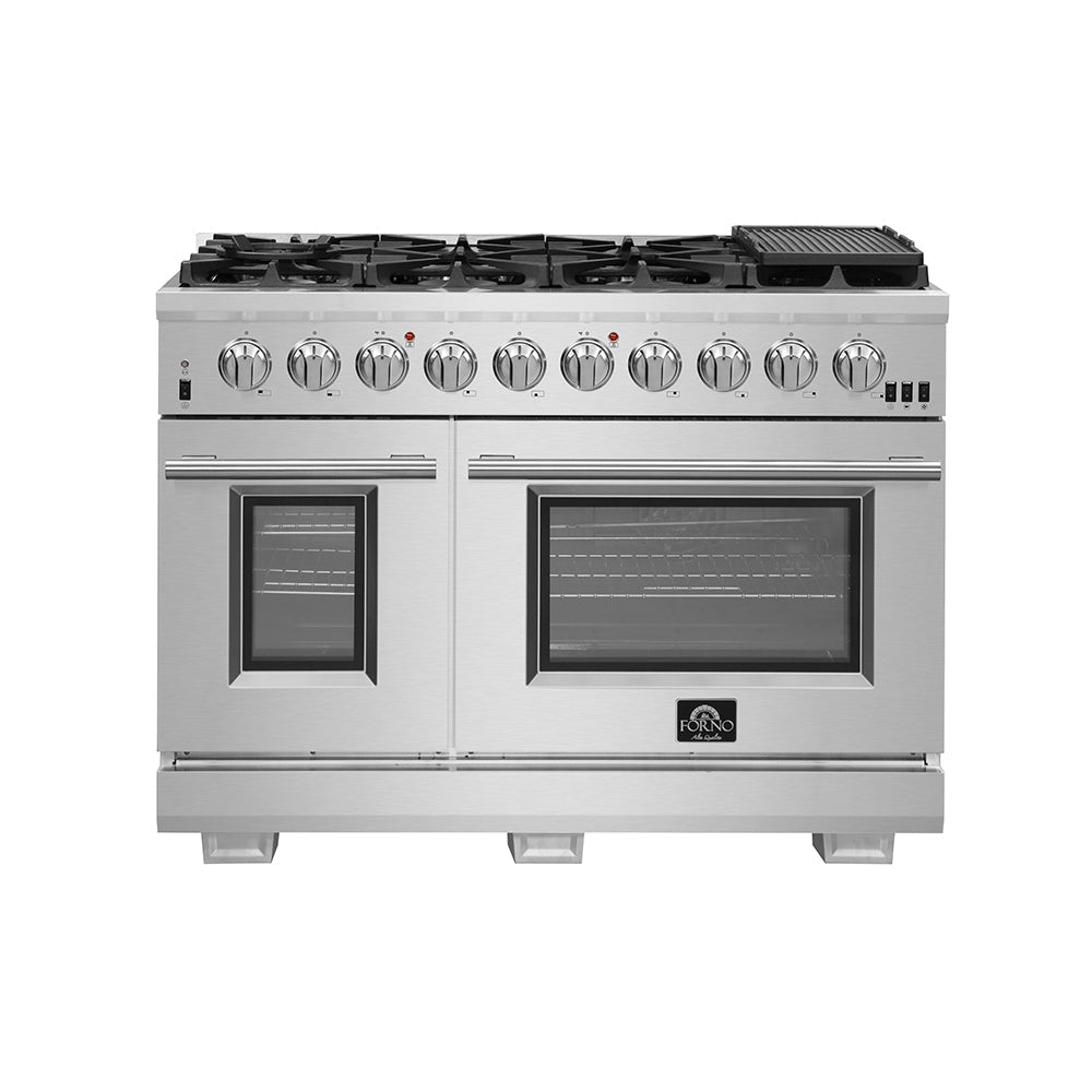 FORNO Capriasca 48 in. Freestanding Gas Range, 6.58 cu. ft., 8 Sealed Burners, Stainless Steel (Model FFSGS6260-48)