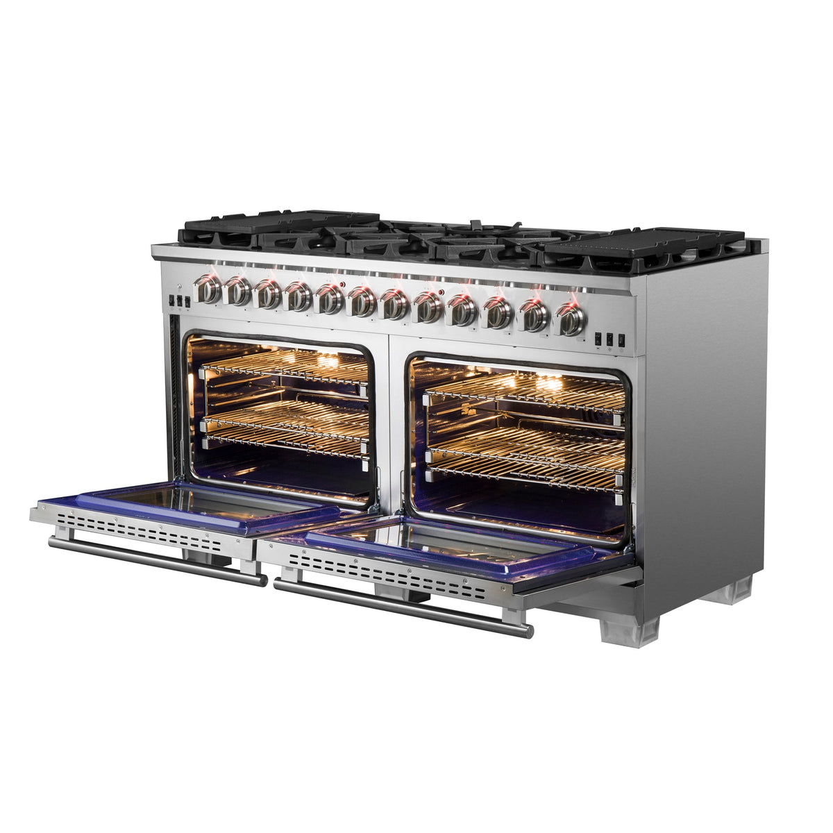 Forno Capriasca 60-Inch Freestanding Gas Range with 10 Burners, 8.64 cu. ft., Stainless Steel (Model FFSGS6260-60)
