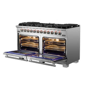 Forno Capriasca 60-Inch Freestanding Gas Range with 10 Burners, 8.64 cu. ft., Stainless Steel (Model FFSGS6260-60)