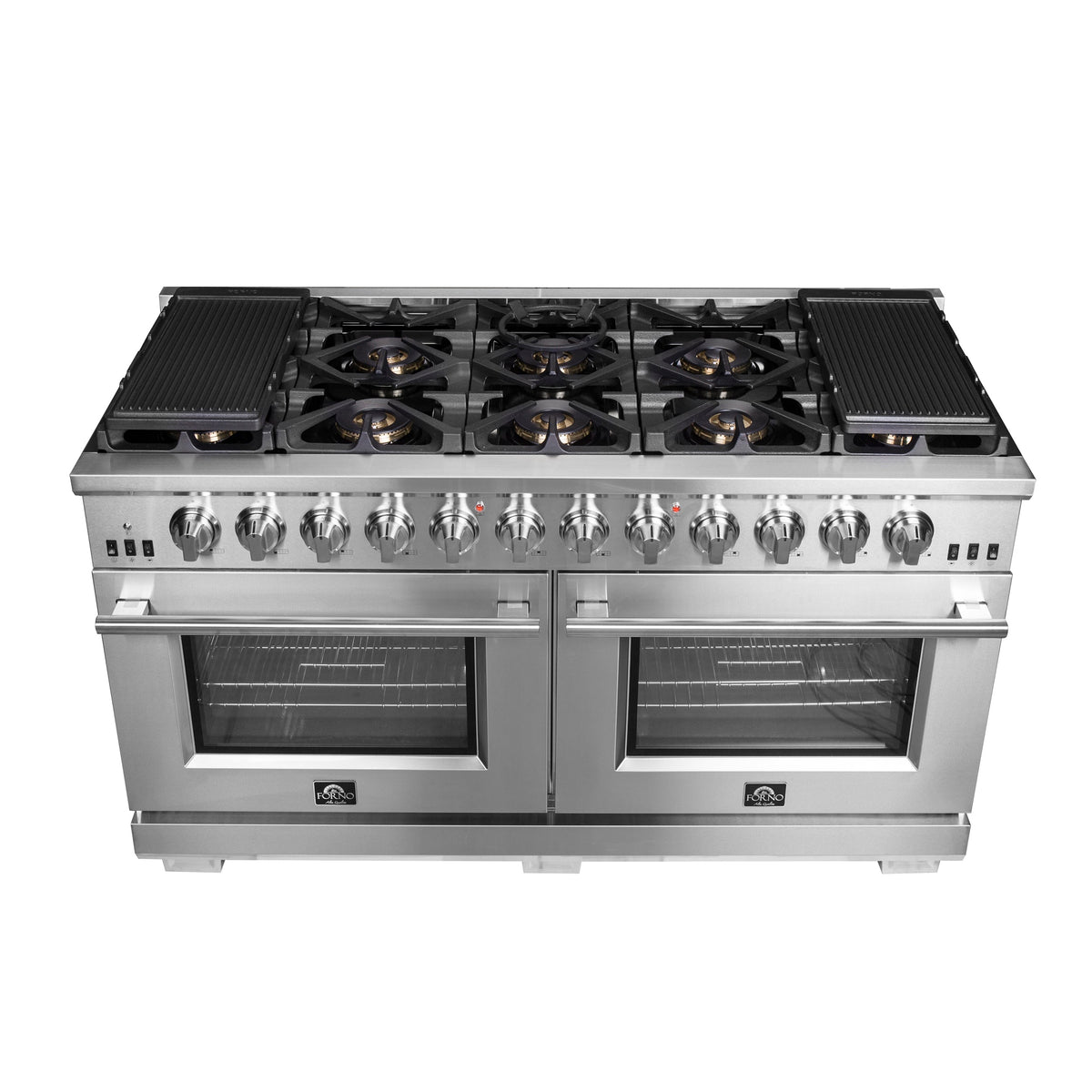 Forno Capriasca 60-Inch Freestanding Gas Range with 10 Burners, 8.64 cu. ft., Stainless Steel (Model FFSGS6260-60)