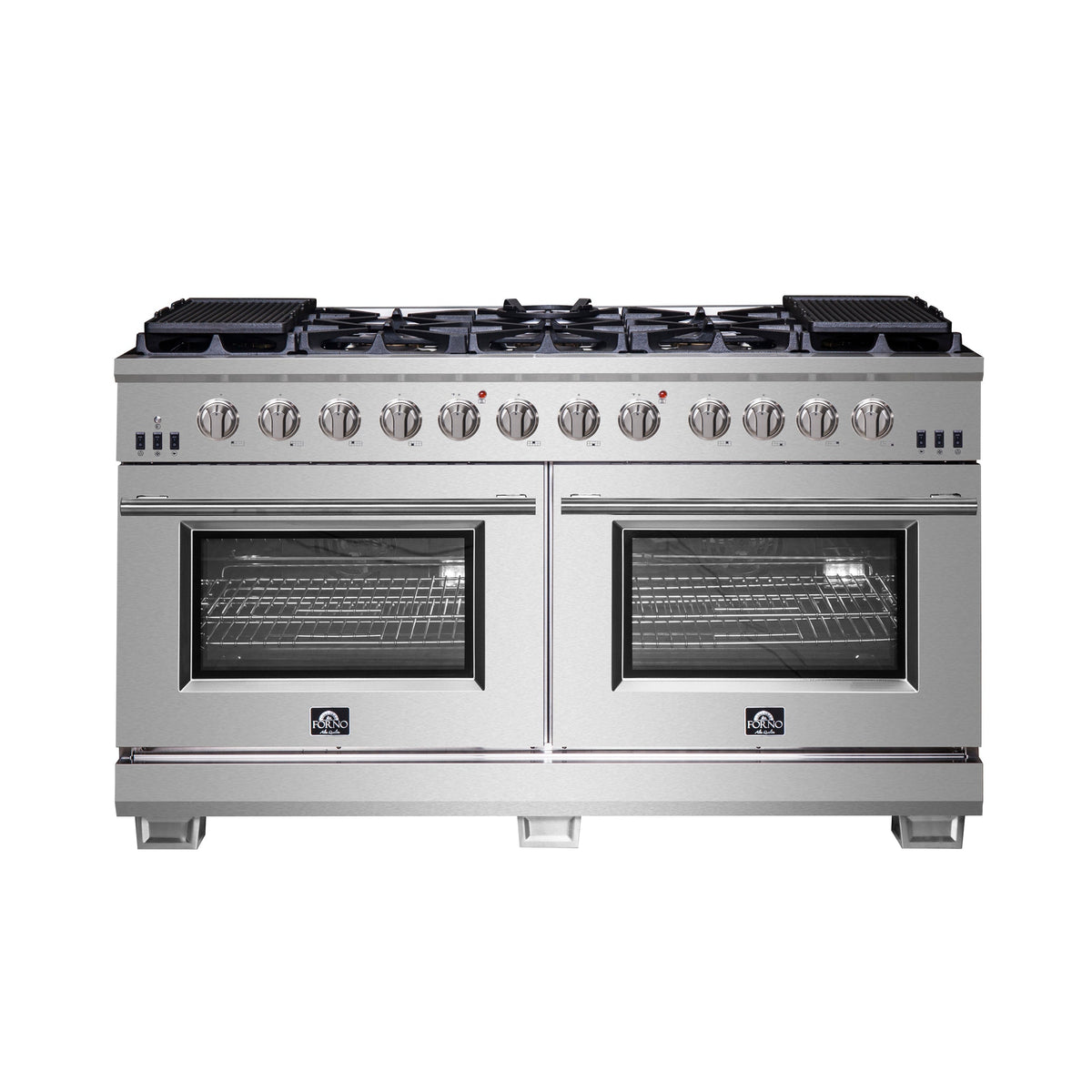 Forno Capriasca 60-Inch Freestanding Gas Range with 10 Burners, 8.64 cu. ft., Stainless Steel (Model FFSGS6260-60)