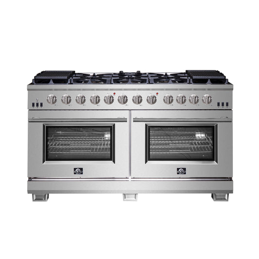 Forno Capriasca 60-Inch Freestanding Gas Range with 10 Burners, 8.64 cu. ft., Stainless Steel (Model FFSGS6260-60)