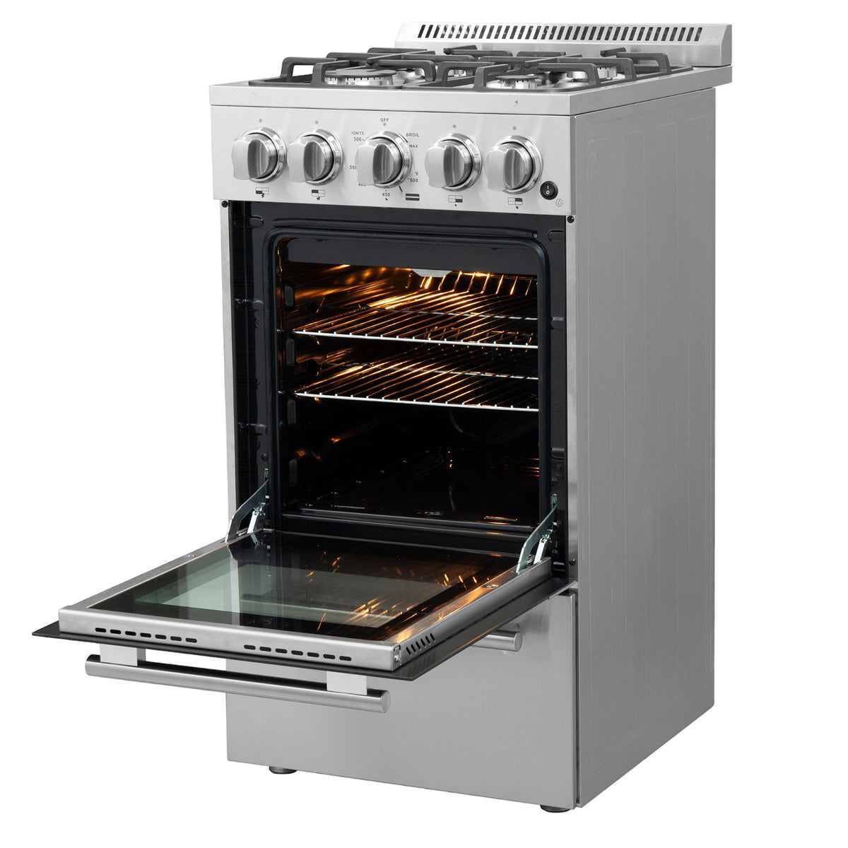 Forno Lamazze 20 in. Freestanding Gas Range, 2.05 cu. ft., 4 Sealed Burners, Stainless Steel (Model FFSGS6265-20)