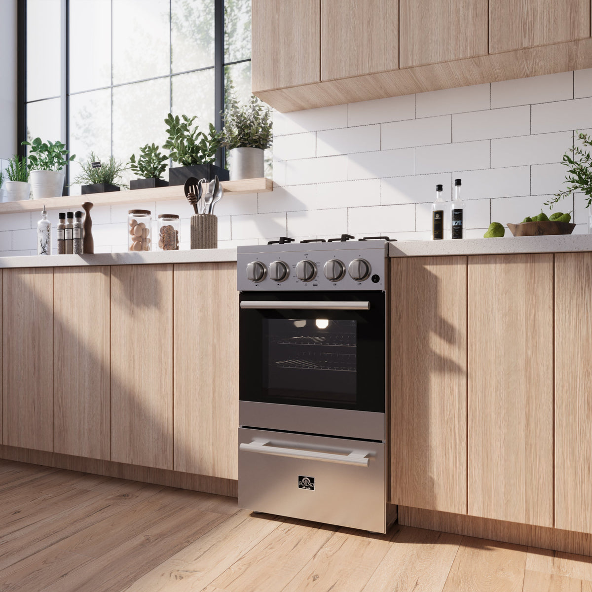 Forno Lamazze 20 in. Freestanding Gas Range, 2.05 cu. ft., 4 Sealed Burners, Stainless Steel (Model FFSGS6265-20)
