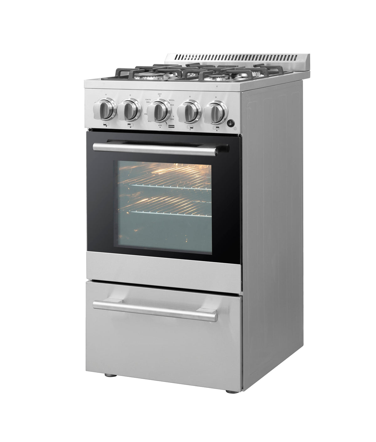 Forno Lamazze 20 in. Freestanding Gas Range, 2.05 cu. ft., 4 Sealed Burners, Stainless Steel (Model FFSGS6265-20)