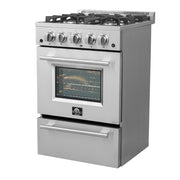 Forno Breno 24 in. Freestanding Gas Range, 2.3 cu. ft., 4 Sealed Burners, Storage Drawer, Stainless Steel (Model FFSGS6272-24)