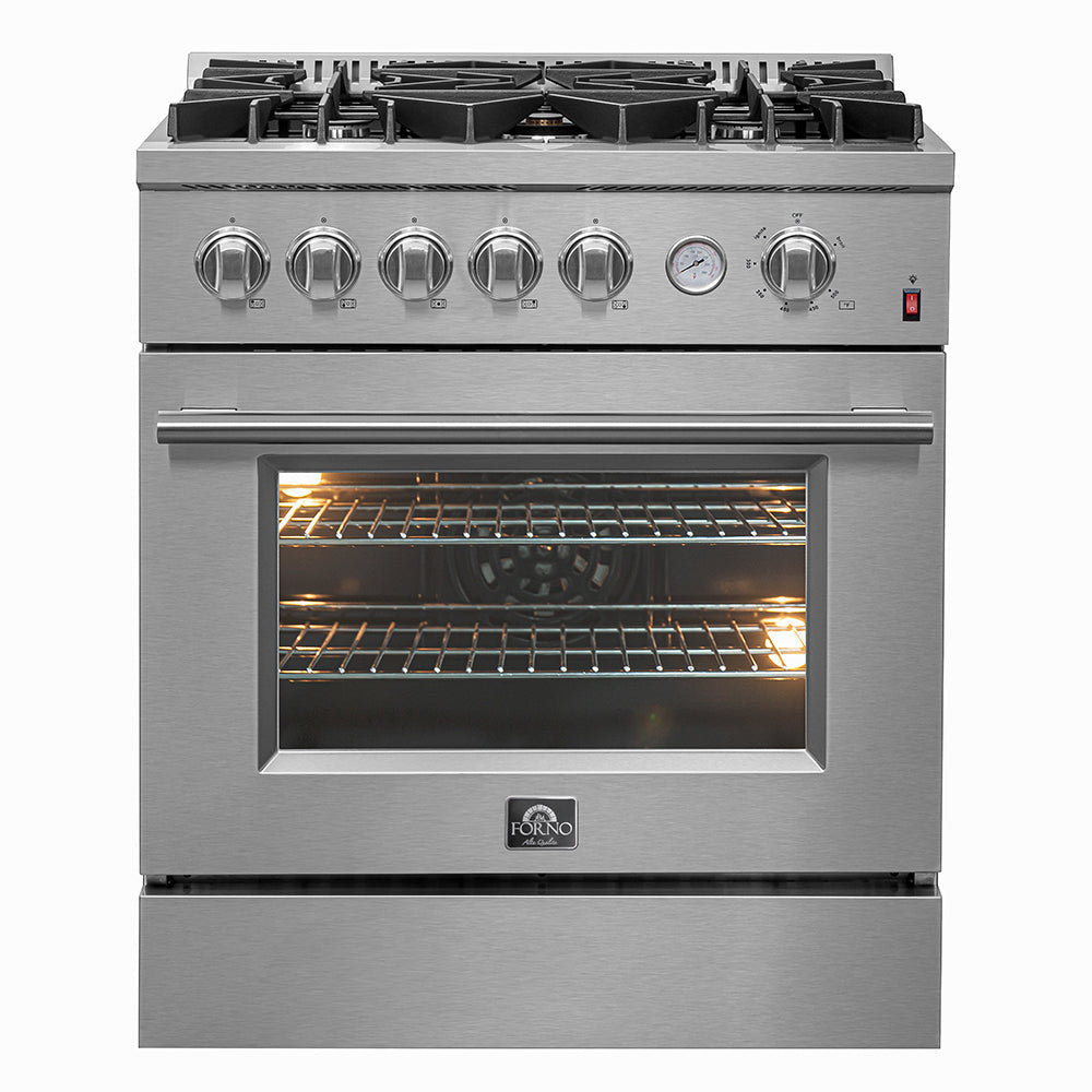 Forno Giovanni 30-Inch Freestanding Gas Range, 4.32 cu. ft. Oven, 5 Sealed Burners, Stainless Steel (Model FFSGS6274-30)