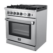 Forno Lazio 30 in. 4.3 cu. ft. Freestanding Gas Range with 5 Sealed Burners, Air Fry Function, Griddle, Stainless Steel (Model FFSGS6276-30)