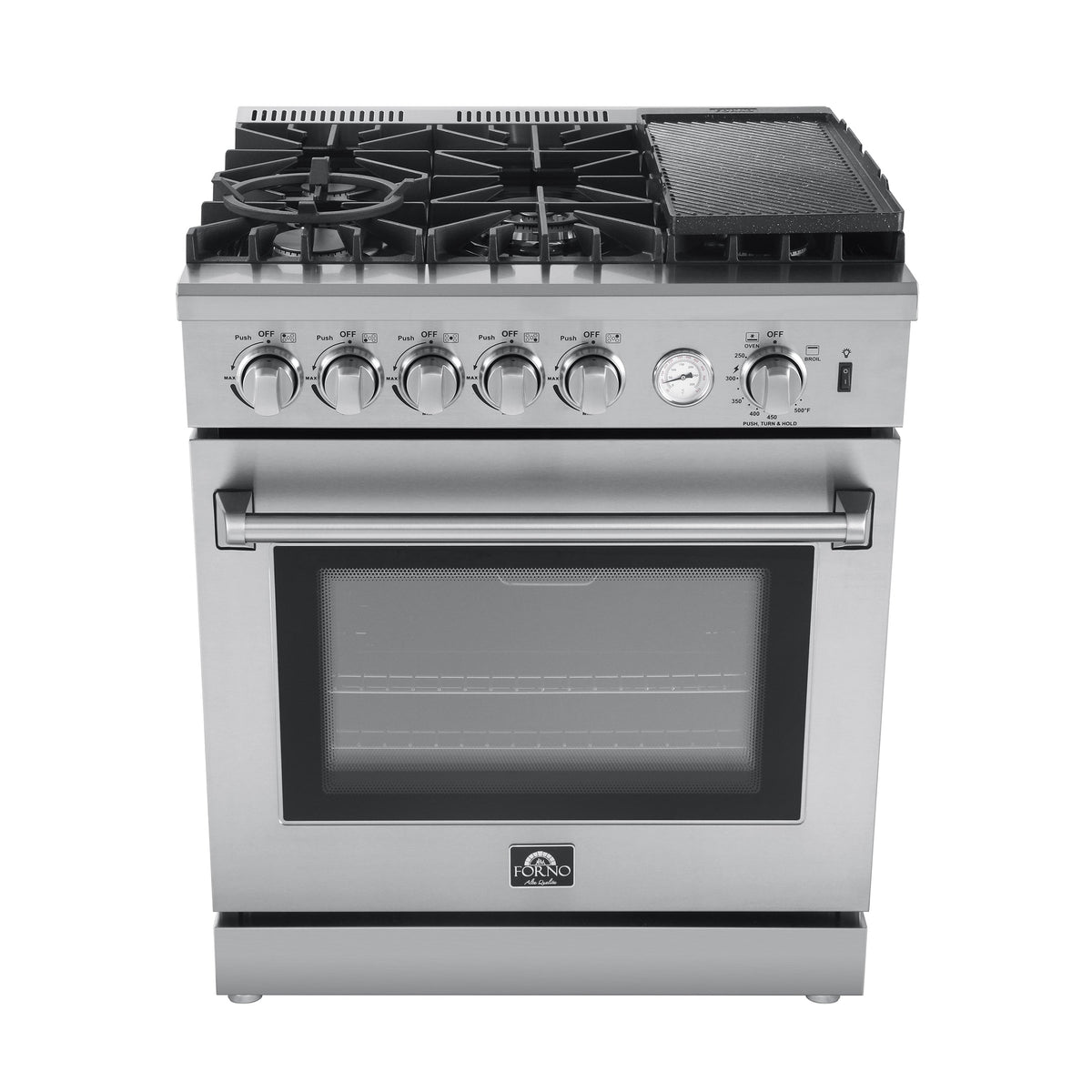 Forno Lazio 30 in. 4.3 cu. ft. Freestanding Gas Range with 5 Sealed Burners, Air Fry Function, Griddle, Stainless Steel (Model FFSGS6276-30)